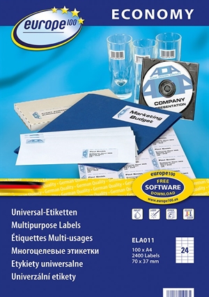 Avery Europe 100 univerzális címke 70 x 37,1 mm, 2400 db.